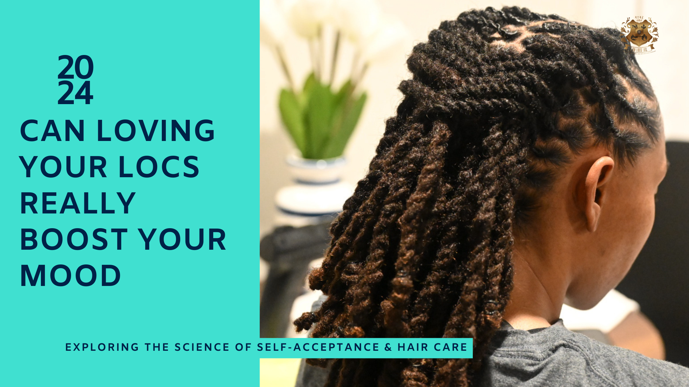 A close-up of a stunning loc style, showcasing well-maintained, vibrant locs. The photo highlights the intricate beauty and individuality of the hairstyle, symbolizing self-expression and confidence. This image represents the transformative impact of loving and caring for one's locs on mood and overall well-being.